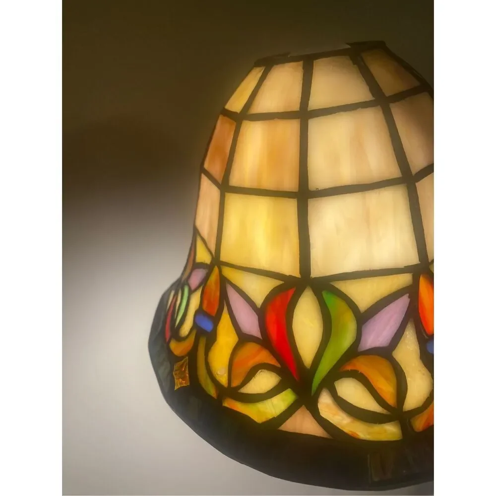 Tiffany Style Stain Glass Handcrafted Lampshade 5” High, 6”Wide, 1 1/2” opening